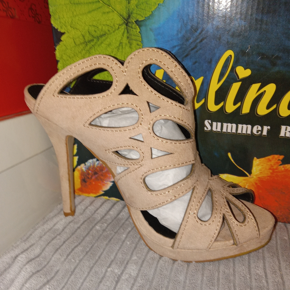 Italina Beige Cutout Heels